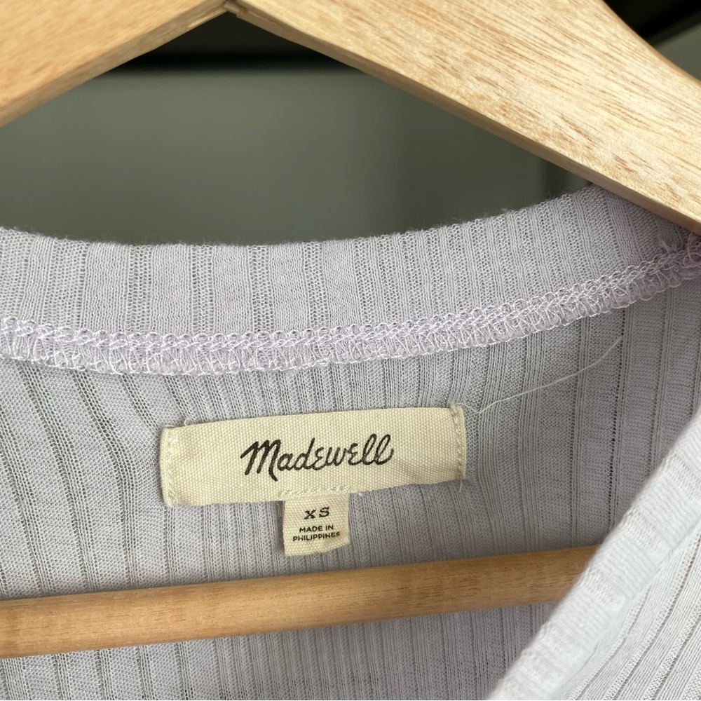 Madewell Light Lavender Ribbed Long Sleeve Tee - Picture 3 of 4